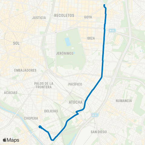 EMT Plaza de Manuel Becerra - Plaza de Legazpi map
