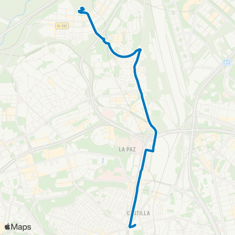EMT Plaza de Castilla - Cementerio de Fuencarral map