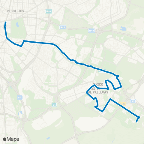 EMT Plaza de Cibeles - Ensanche de Vallecas map