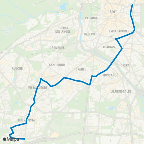 EMT Plaza de Cibeles - Carabanchel Alto map