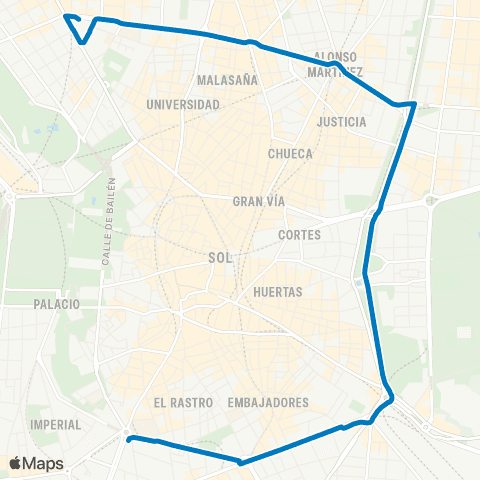 EMT Puerta de Toledo - Argüelles map