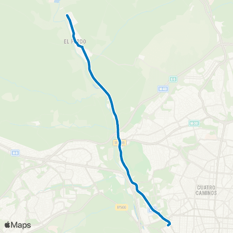EMT Moncloa - el Pardo map