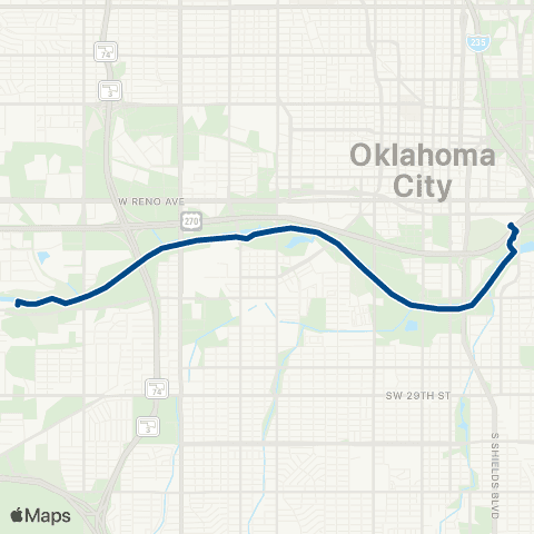 EMBARK West Route Oklahoma River Cruise map