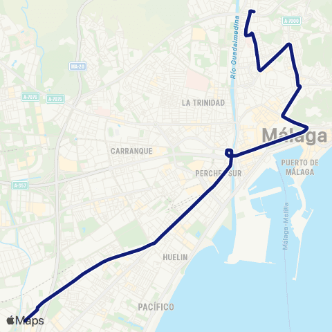 EMT Parque del Sur - Alameda Principal - San Andrés map