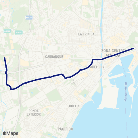 EMT Paseo del Parque - Cruz Humilladero - Cortijo Alto map