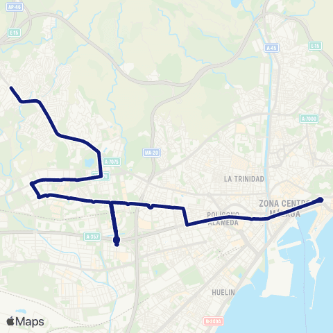 EMT Paseo del Parque - Teatinos - Pto. de la Torre map