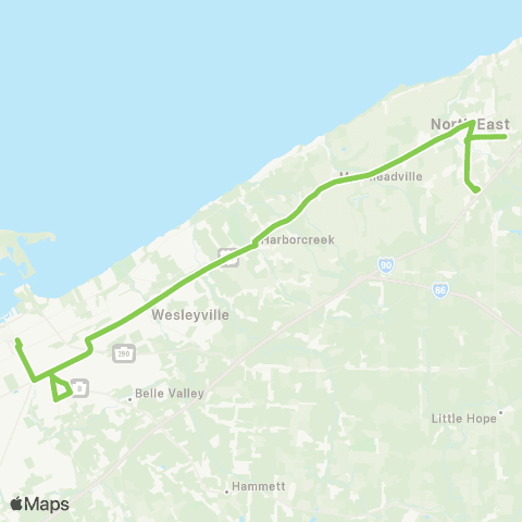 The 'e' North East map