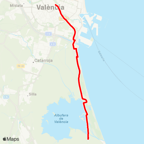 EMT Porta de la Mar - el Saler / el Palmar map