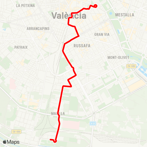 EMT Porta de la Mar - Malilla / Turianova map