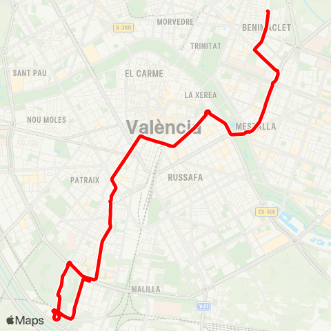 EMT Benimaclet - Sant Marcel.Li map