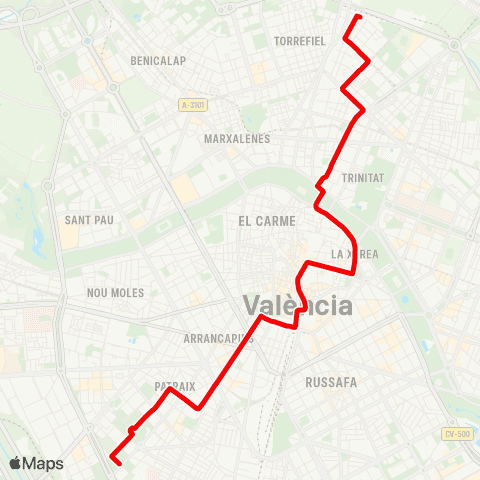 EMT Patraix - Els Orriols map
