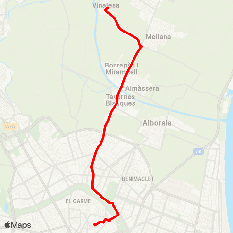 EMT Vinalesa - Poeta Querol map
