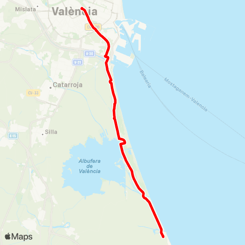 EMT Porta de la Mar - el Saler / el Perelló map