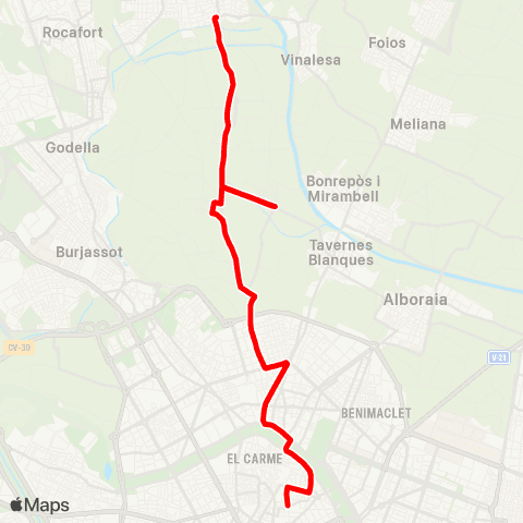 EMT Moncada / Alfara - Poeta Querol map