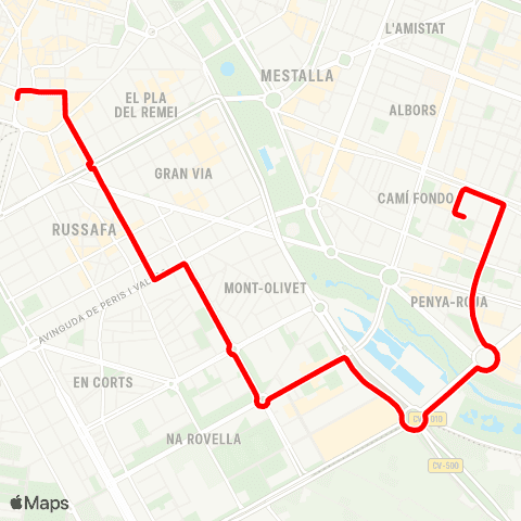 EMT Estació del Nord - C. Arts I Ciències / I.Canàries map