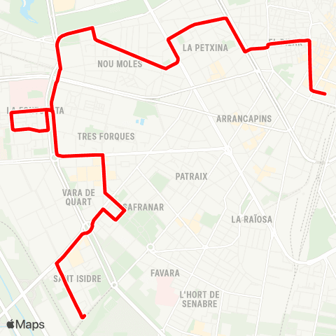 EMT Sant Isidre / Tres Creus - Estació del Nord map