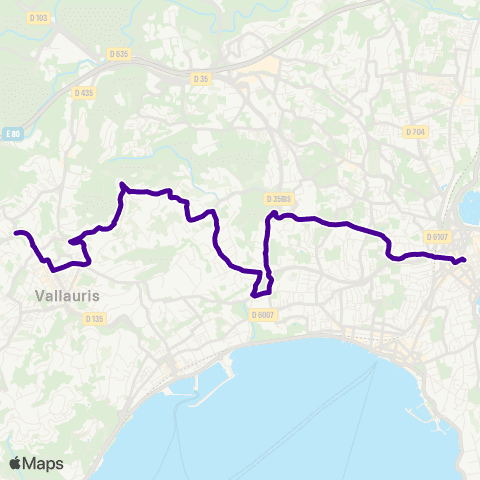 Envibus Villa Chrétien (Vallauris) - Pl. Guynemer (Antibes) map