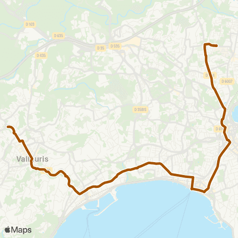 Envibus Villa Chrétien (Vallauris) - Ctre Ville d'Antibes - CH (Antibes) map