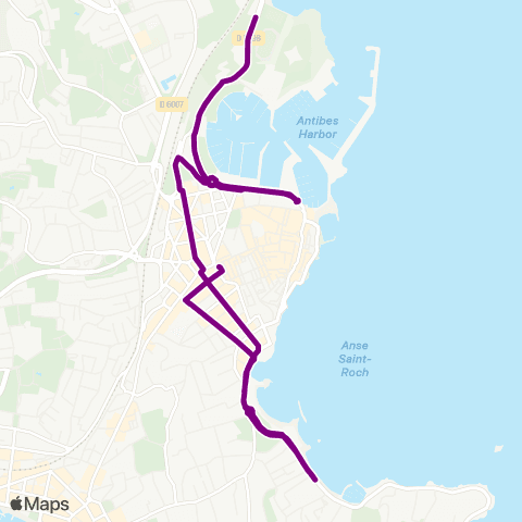 Envibus Pl. Guynemer - Parking relais du Fort Carré - Port de la Salis - Pl. Guynemer map
