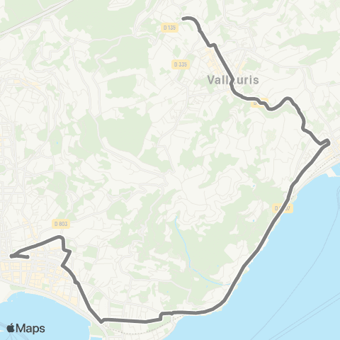 Envibus Villa Chrétien (Vallauris) - Golfe Juan - Bd d'Alsace (Cannes) map