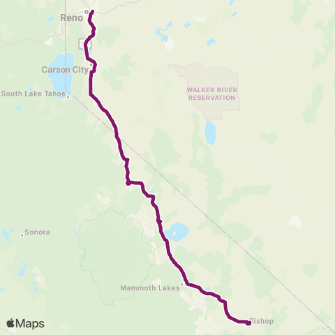 Eastern Sierra Transit Route North map