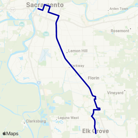 E-tran (Elk Grove Transit) Elk Grove Commuter Route map