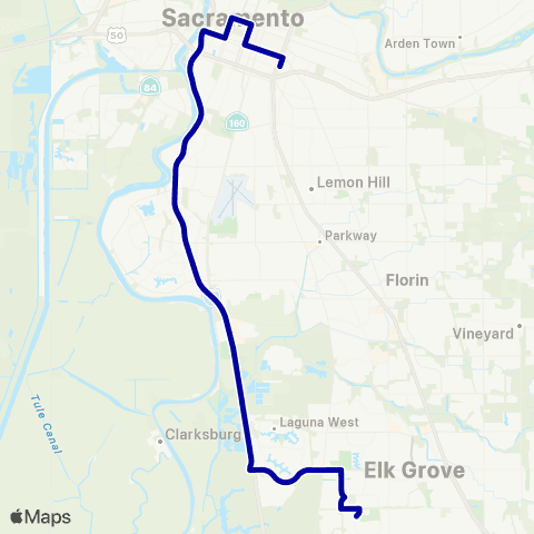 E-tran (Elk Grove Transit) Elk Grove Commuter Route map