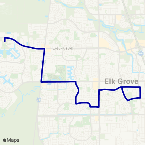 E-tran (Elk Grove Transit) Elk Grove Local Route map