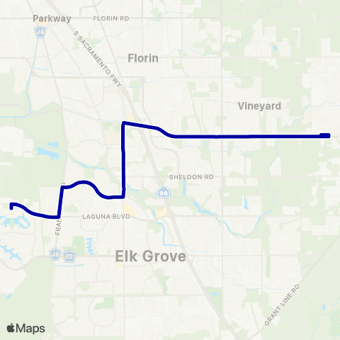 E-tran (Elk Grove Transit) Elk Grove Local Route map