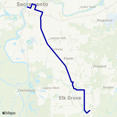 E-tran (Elk Grove Transit) Elk Grove Commuter Route map