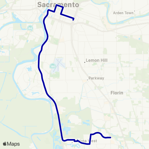 E-tran (Elk Grove Transit) Elk Grove Commuter Route map