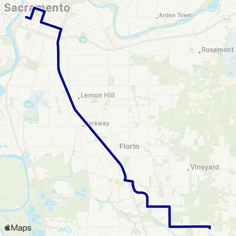 E-tran (Elk Grove Transit) Elk Grove Commuter Route map