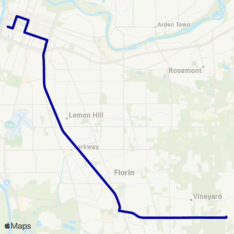 E-tran (Elk Grove Transit) Elk Grove Commuter Route map