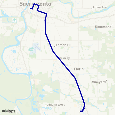 E-tran (Elk Grove Transit) Elk Grove Commuter Route map