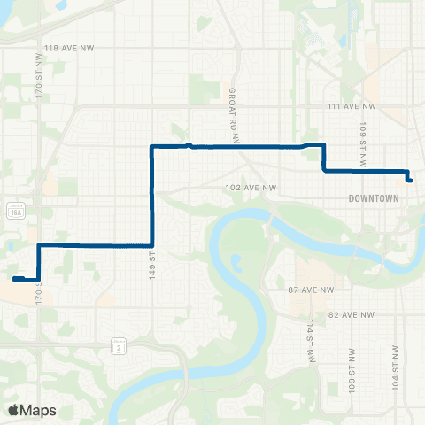 ETS West Edmonton Mall - Downtown map