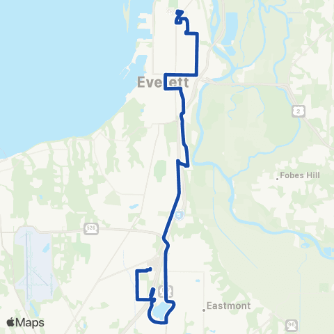 Everett Transit N to College Station - S to Mall Station map