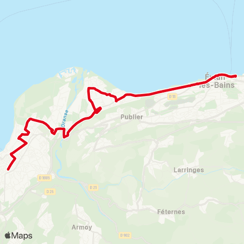 ÉVA'D Bus Évian Embarcadère - Thonon les arts map