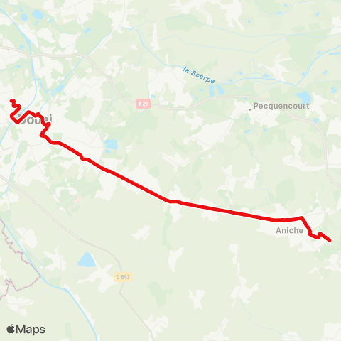 Évéole Aniche Azincourt - Douai de Lattre de Tassigny map