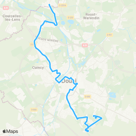Évéole Chd - Douai - Auby Bon air - Gare Leforest map