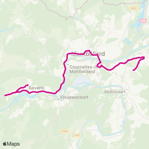 évolitY Bavans Bel Air - Étupes la Montagne map
