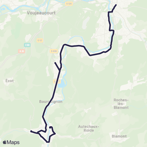 évolitY Audincourt Pl. du Marche - Pont-de-Roide Plle map