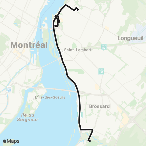 exo Le Richelain et Roussillon La Prairie - Longueuil (Cégep e.-Montpetit) map