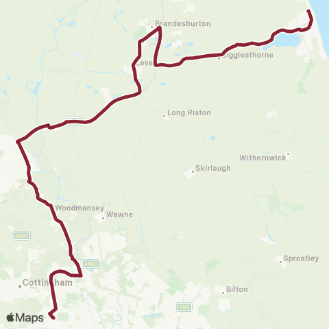 East Yorkshire Hornsea Cliff Road - Hotham Road North map