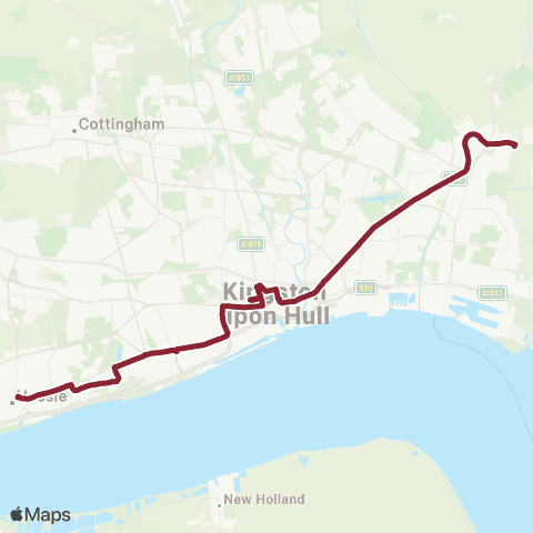 East Yorkshire Hessle The Square - Bilton Main Road map