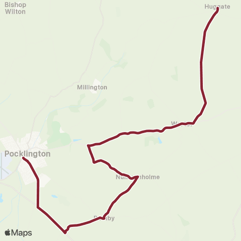 East Yorkshire Huggate Stocks Hill - Pocklington Opp EYMS map