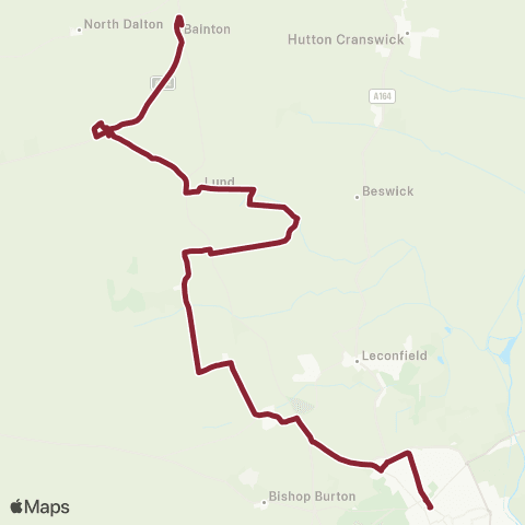 East Yorkshire Middleton on The Wolds Chapel Ln - Beverley BS map