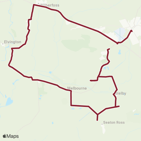 East Yorkshire Allerthorpe Main Rd - Pocklington Eyms Depot map
