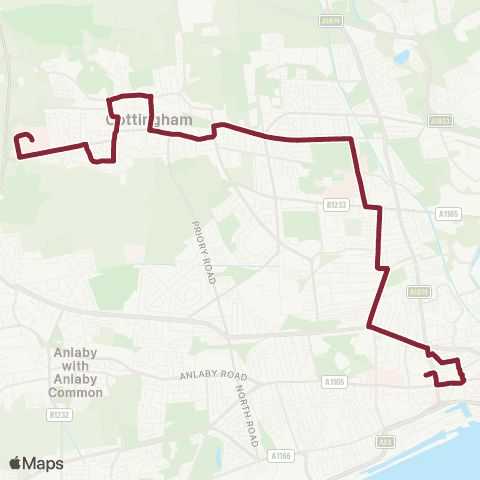 East Yorkshire Castle Hill Hospital - Hull Interchange map