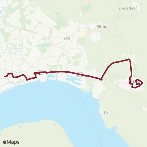 East Yorkshire Hull Interchange - Hedon Inmans Road map