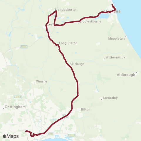 East Yorkshire Hull Interchange - Hornsea Cliff Road map